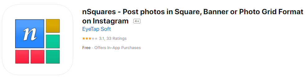 nSquares - Post photos in Square, Banner or Photo Grid Format on Instagram