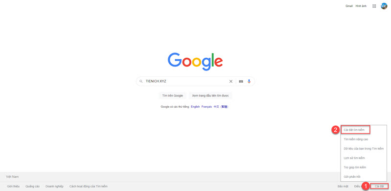Cách bật dark mode trên google search