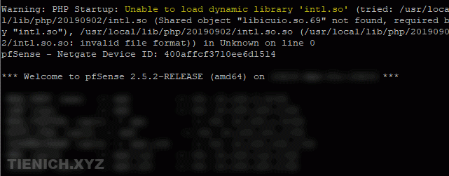 Unable load dynamic library 'intl.so' trên Pfsense