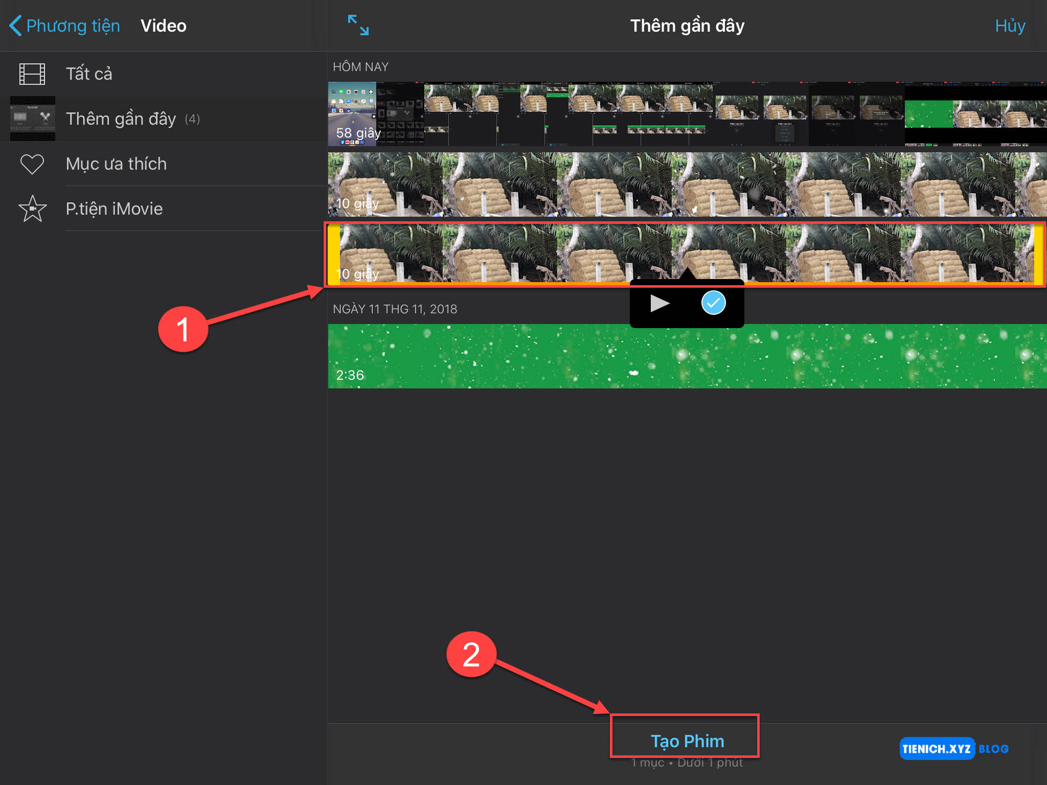 Hướng dẫn tách nền xanh video trên iPhone/iPad bằng ứng dụng iMovie
