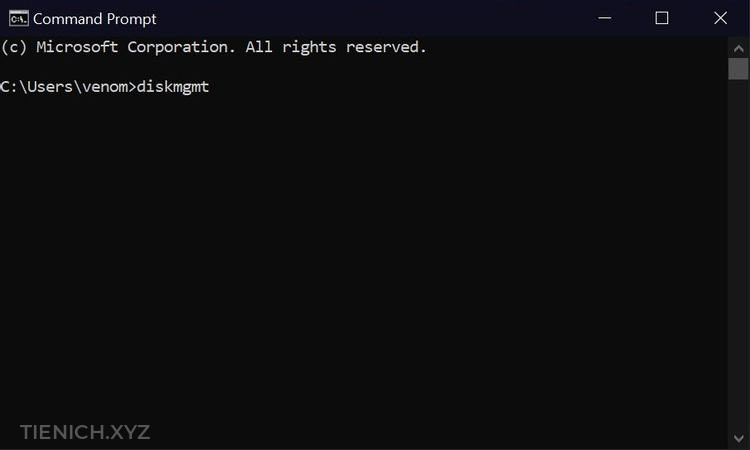 Mở Disk Management bằng Command Prompt